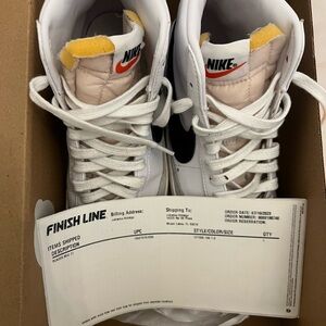 Nike White and Black High-Tops with Orange Accents